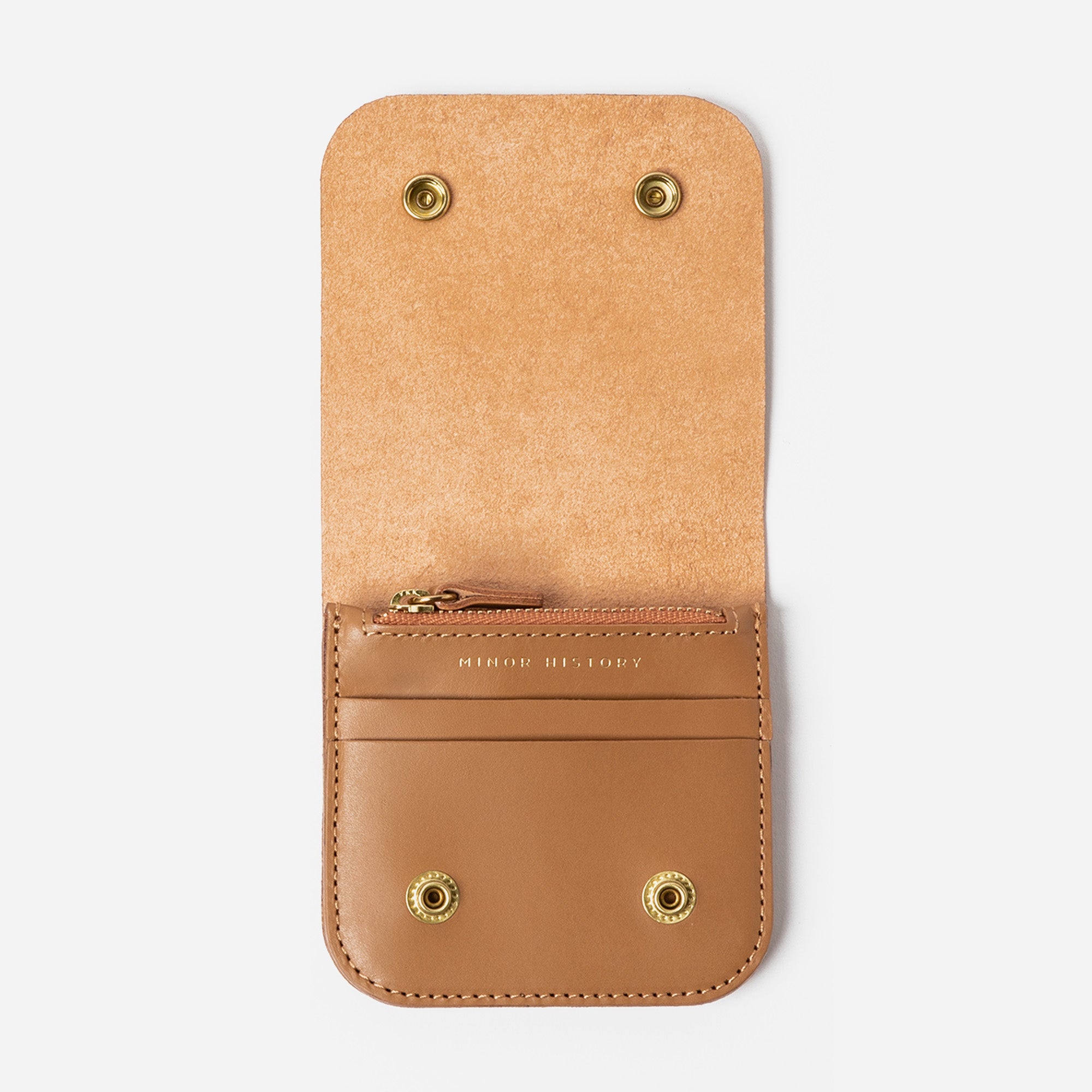 Black leather pouch with gold studs on a white background - Black