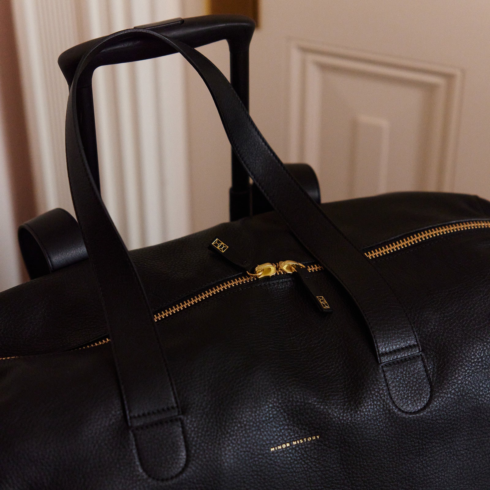 Black leather Getaway Duffle Bag by Minor History  - Black