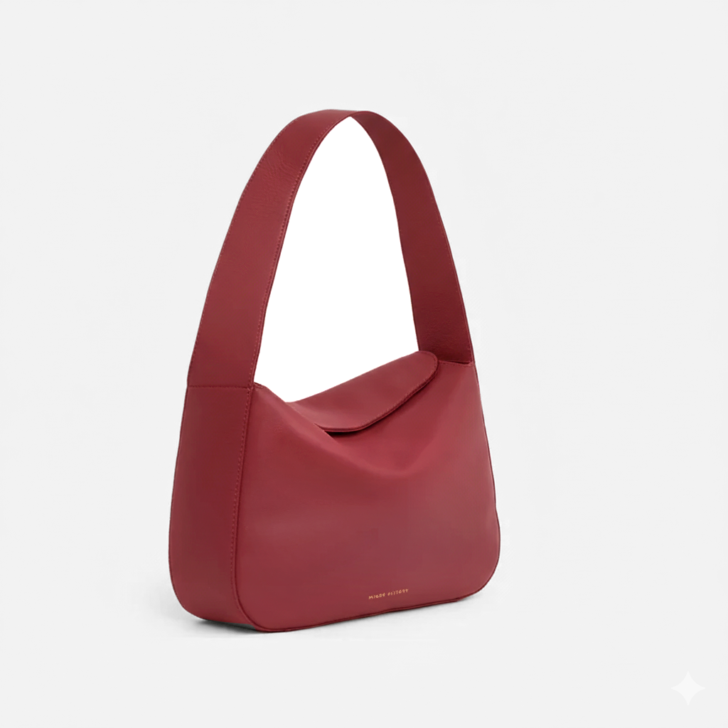 Frame Bag in luxury full-grain leather, styled as a shoulder bag with soft folds - Limelight