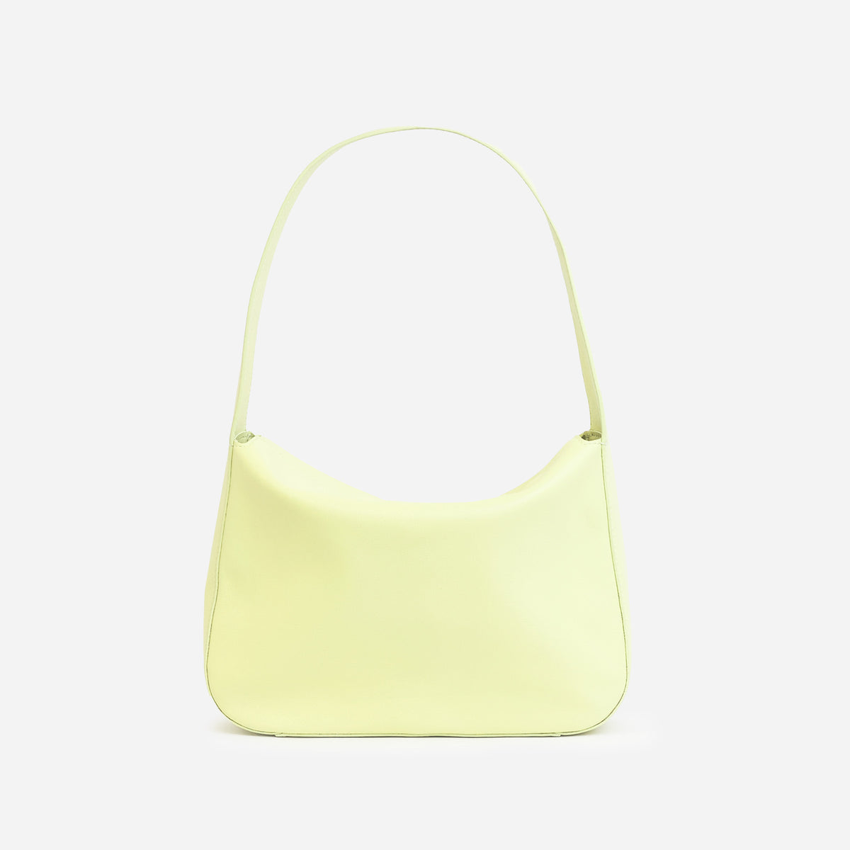Frame Bag in luxury full-grain leather, styled as a shoulder bag with soft folds - Limelight
