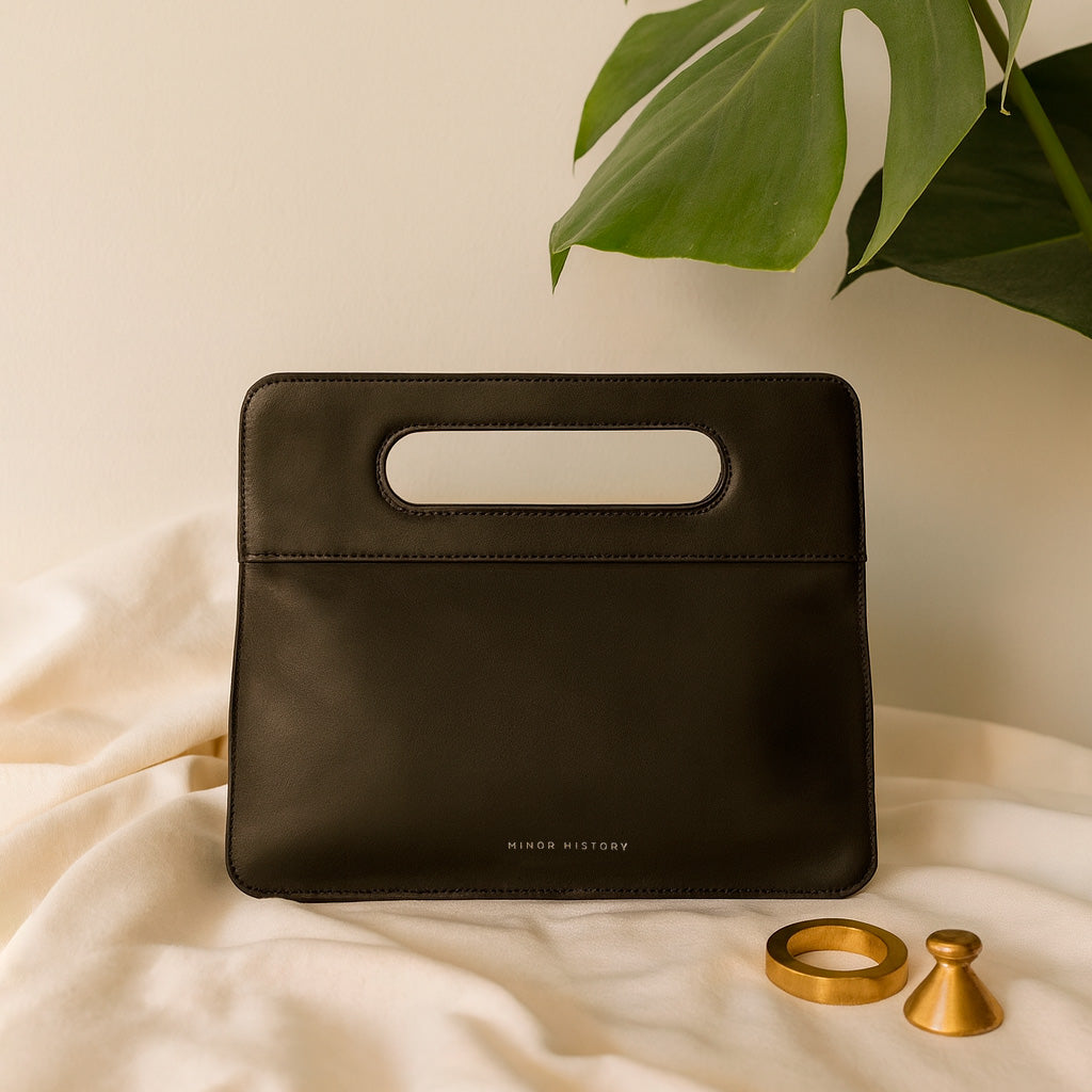 Lifestyle photo of Minor History leather bag - warm toned  - Black