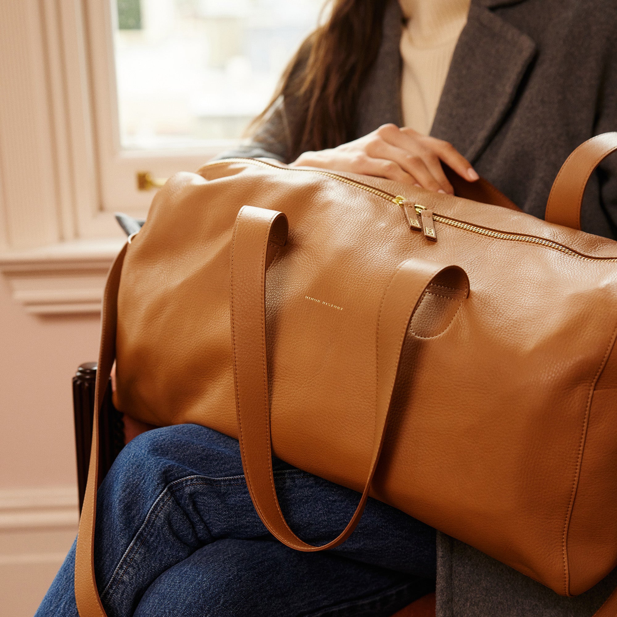 Saddle brown Getaway Duffle Bag by Minor History - Black