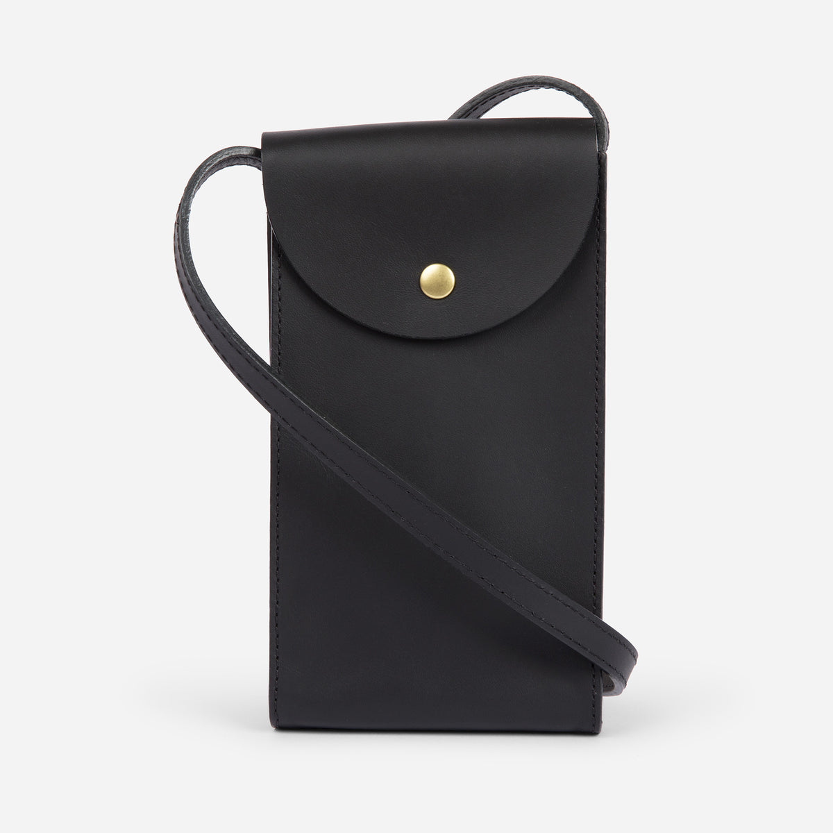 Mini Bandit crossbody bag in black full-grain leather, minimalist handbag for everyday wear - Black