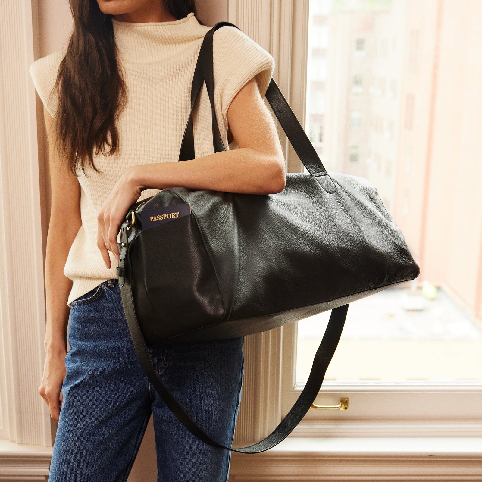 Saddle brown Getaway Duffle Bag by Minor History - Black