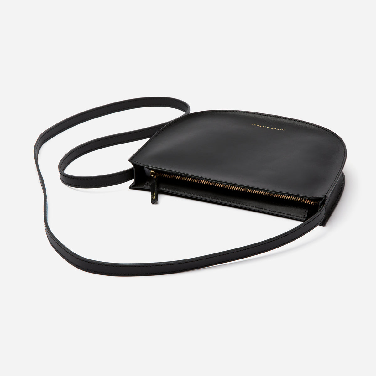 Premium black leather Sidekick Crossbody bag with strap - Black