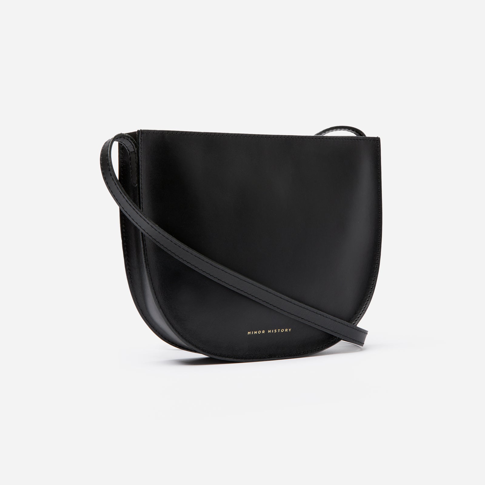 Sidekick Crossbody purse in black leather, angled display - Black