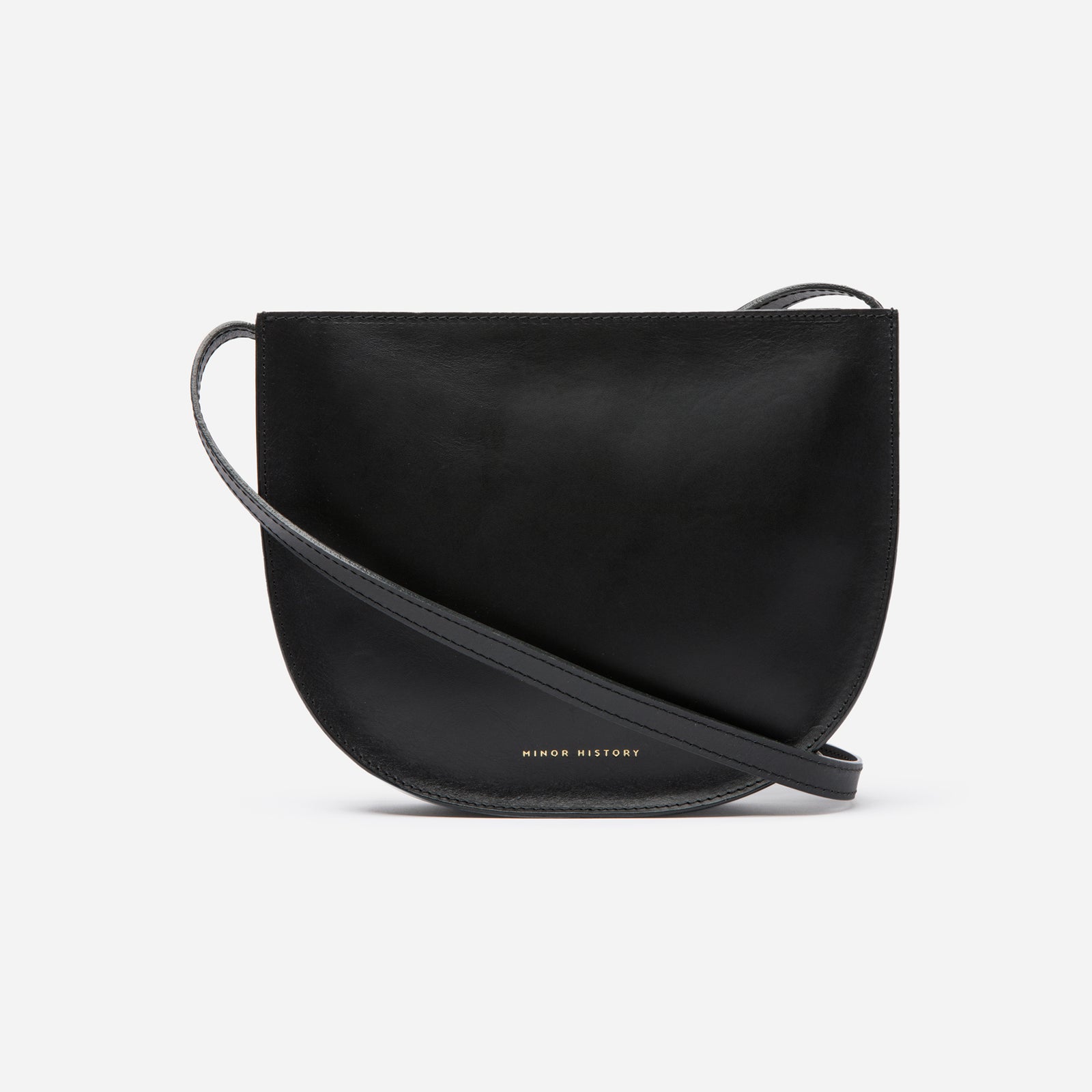 Minor History Sidekick Crossbody bag in black leather, front view - Black