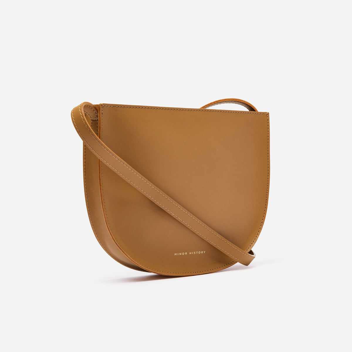 Saddle leather Sidekick Crossbody bag with gold accents - Saddle