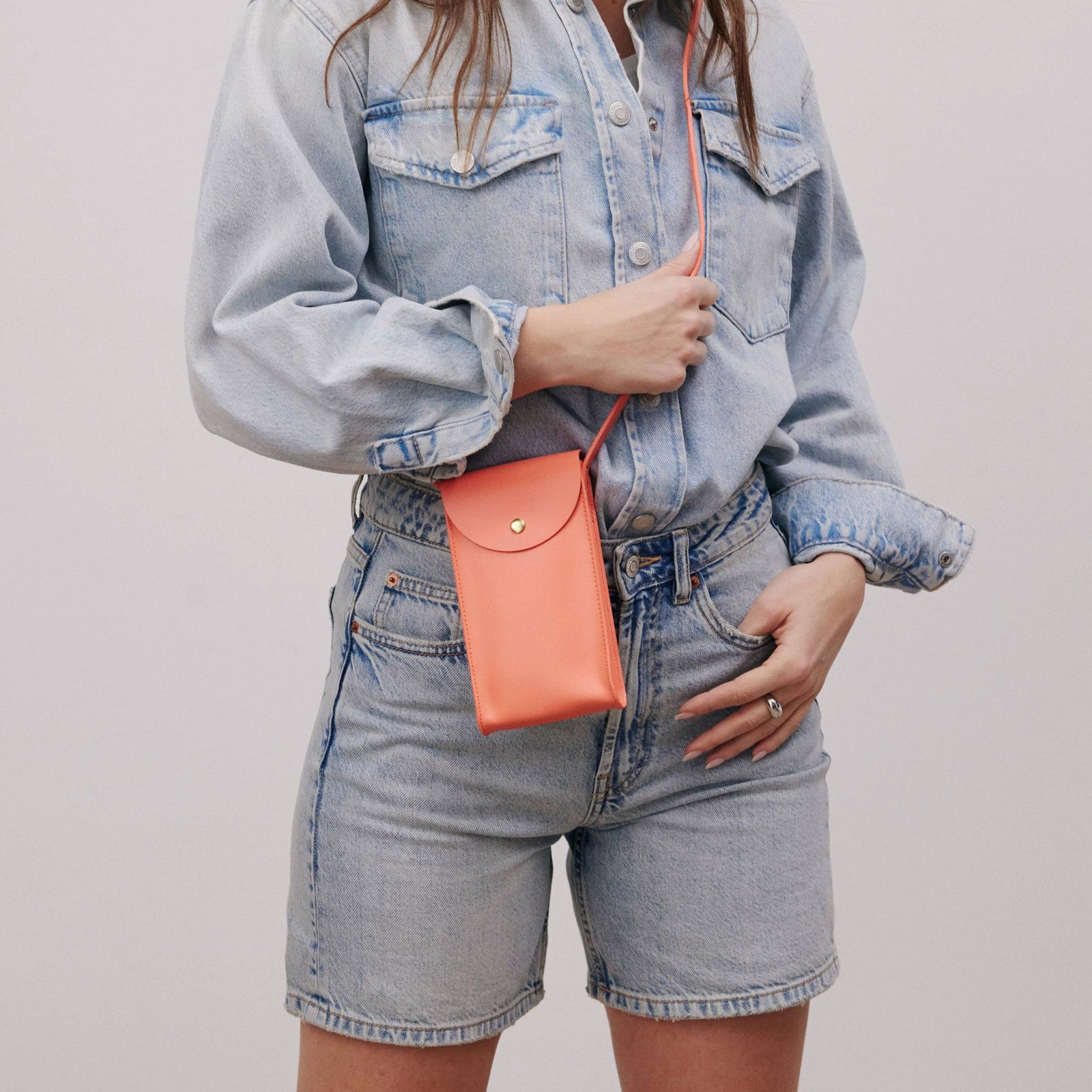 Mini Bandit crossbody bag in luxury full-grain leather, minimalist handbag for everyday wear - Paloma