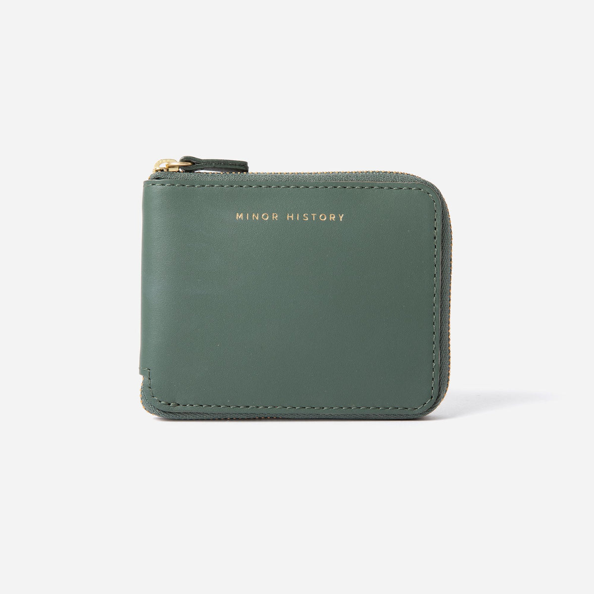 A tan leather wallet open to show the interior with card slots, a billfold, and a coin pouch; the wallet is displayed both open and closed. - Evergreen